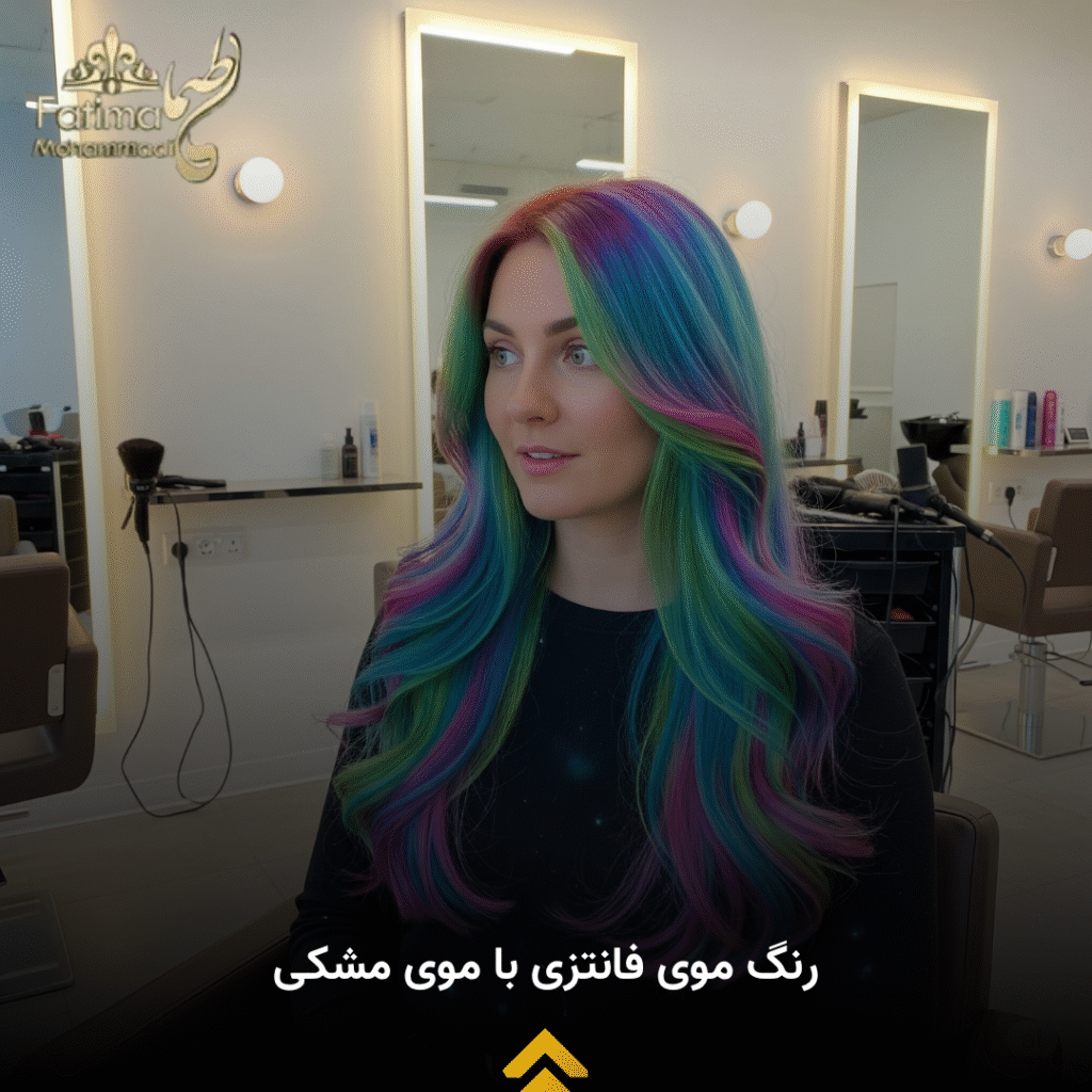 آموزش تصویری رنگ مو فانتزی روی موی مشکی