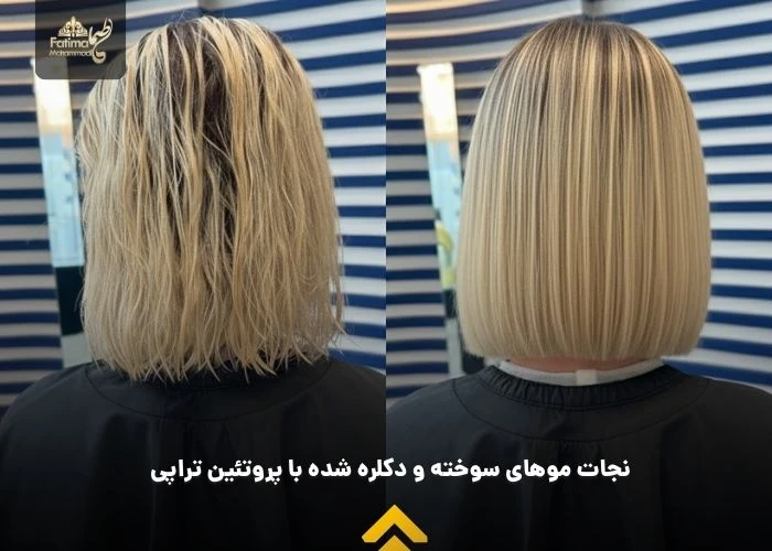 نجات موهای سوخته و دکلره شده با پروتئین تراپی
